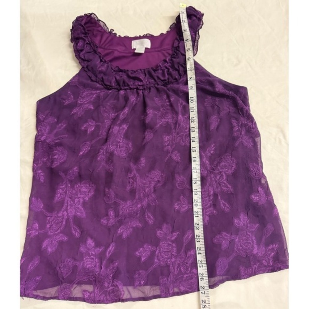 Maurices Y2K Tank Top Purple Floral Burnout Cottagecore Sheer Ruffle Size 20 - Picture 8 of 8